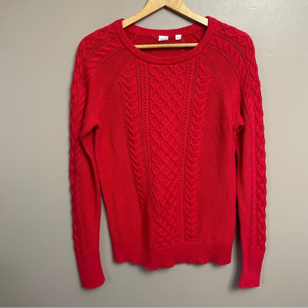 GAP women’s Large Cable Knit Sweater cotton Red
